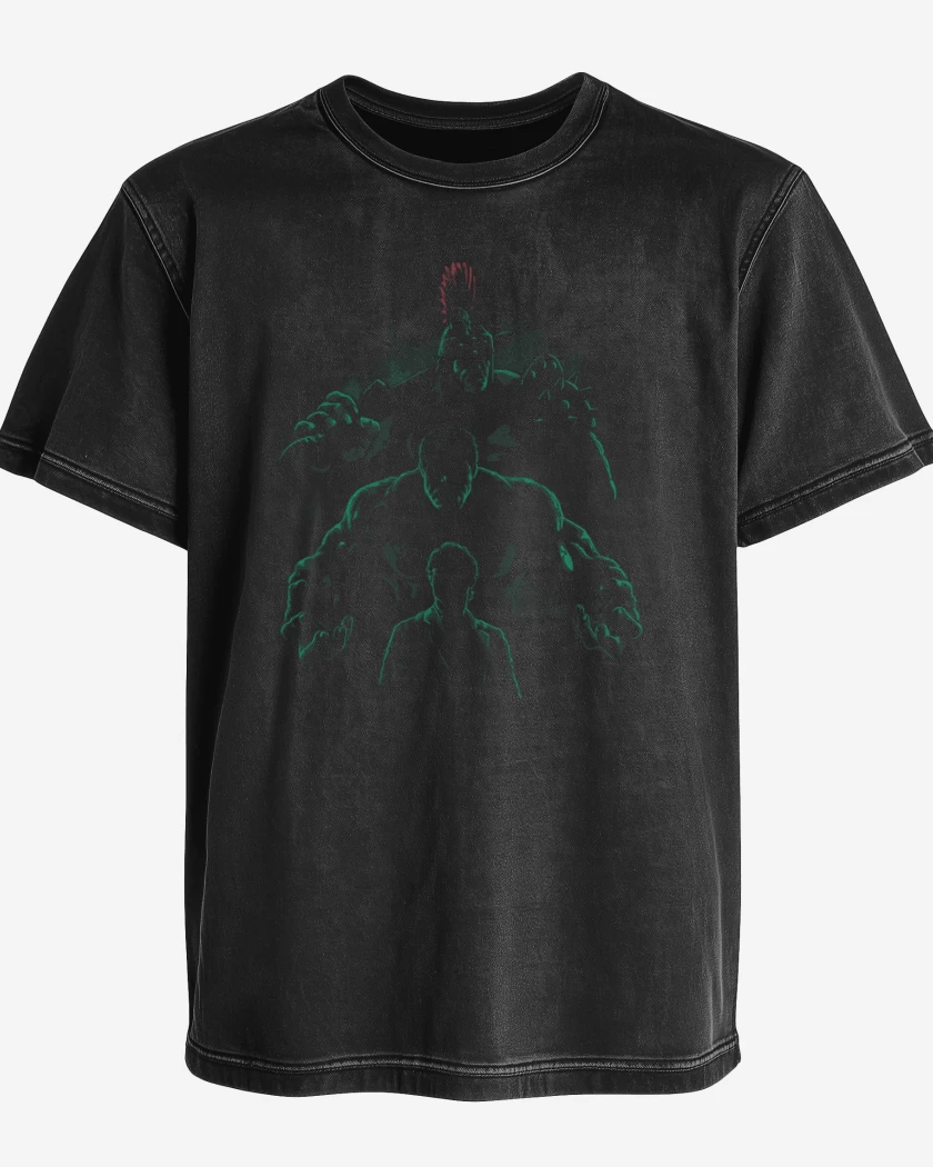 Polera desgastada Negro de Hulk 2