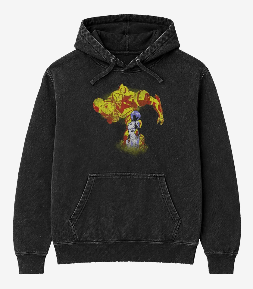 Poleron Canguro Acid Wash Negro de eva 00