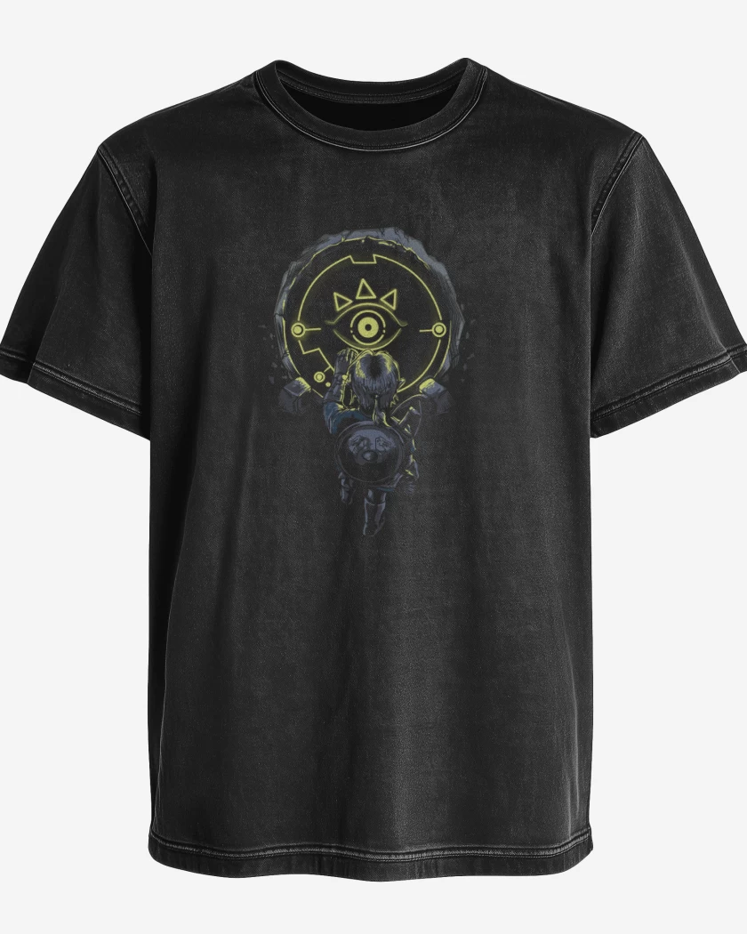 Polera desgastada Negro de Link full color