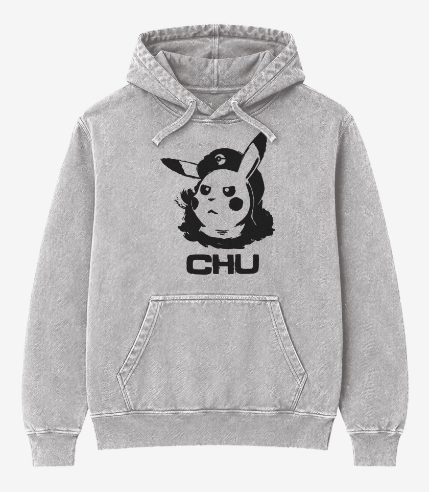 Poleron Canguro Acid Wash Gris Melange de El Chu