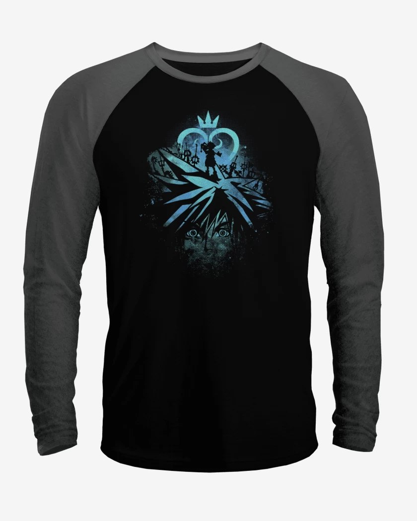 Polera Raglan Negro / Negro Heather de sora
