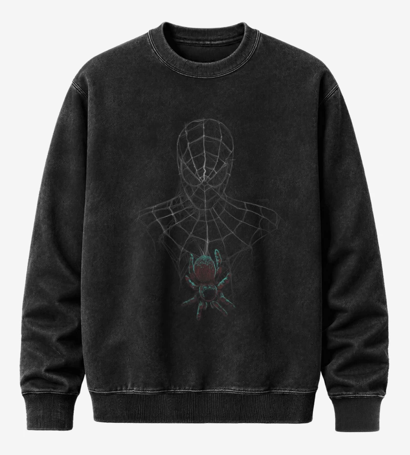 Poleron Polo Acid Wash Negro de Araña