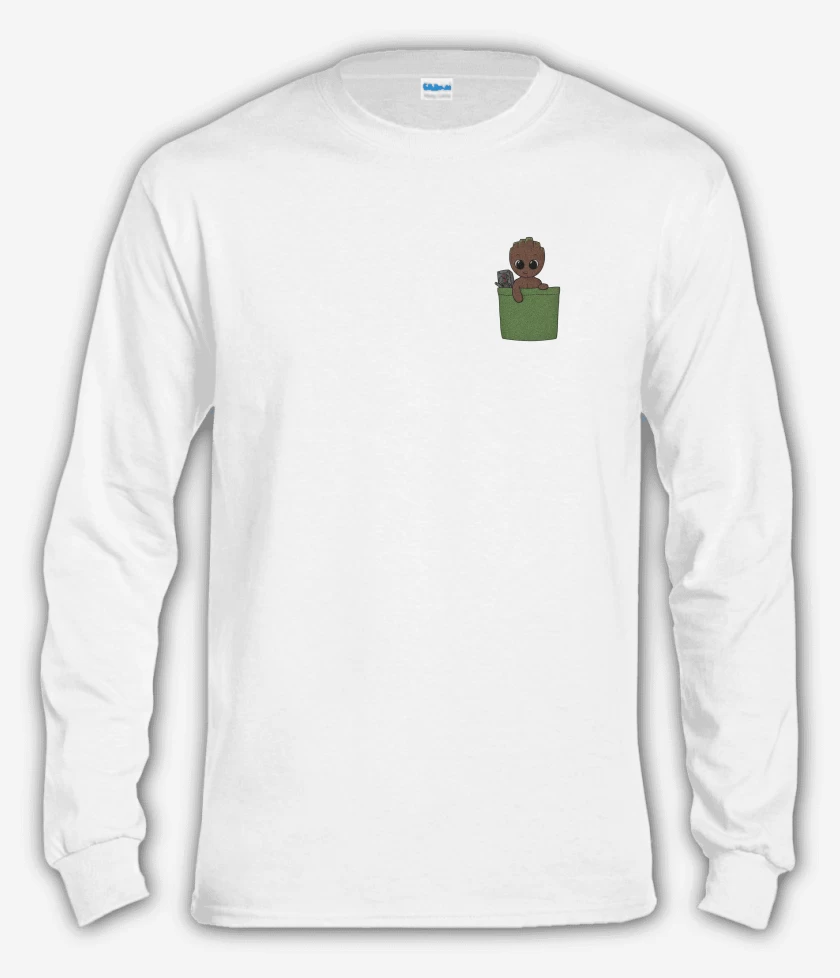 Polera manga larga Blanco de Groot de bolsillo