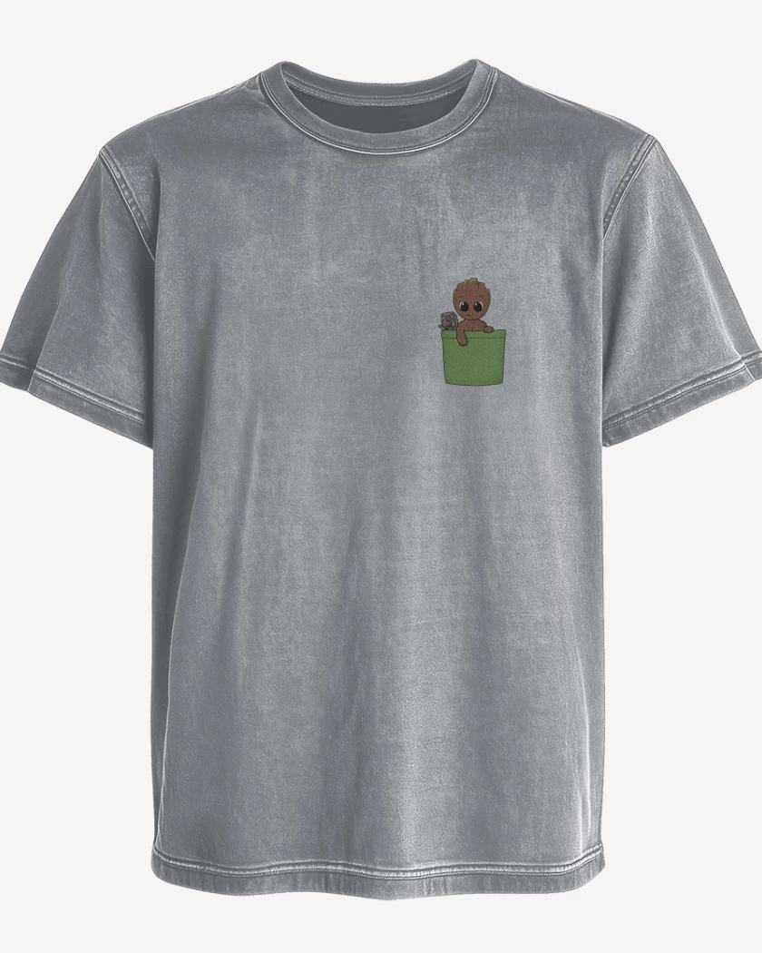 Polera desgastada Gris Melange de Groot de bolsillo