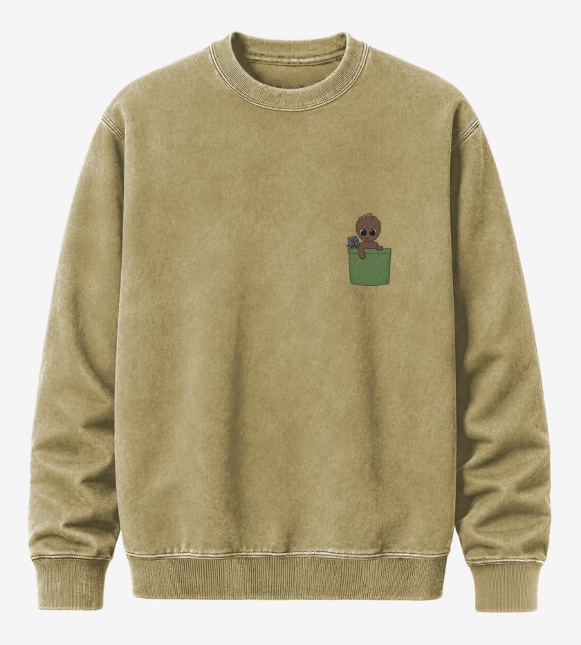 Poleron Polo Acid Wash Beige de Groot de bolsillo