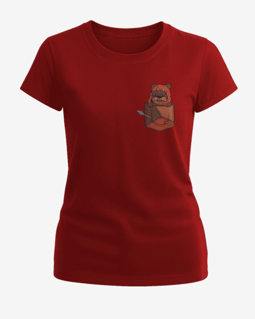 Polera de Mujer Rojo de ewok de bolsillo
