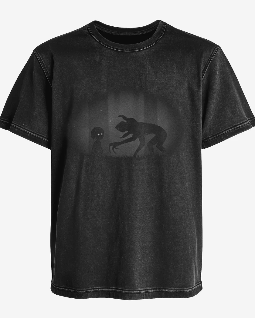 Polera desgastada Negro de Limbo stranger things