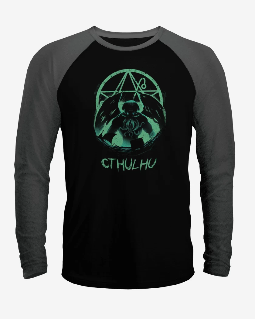 Polera Raglan Negro / Negro Heather de cthulhu 3