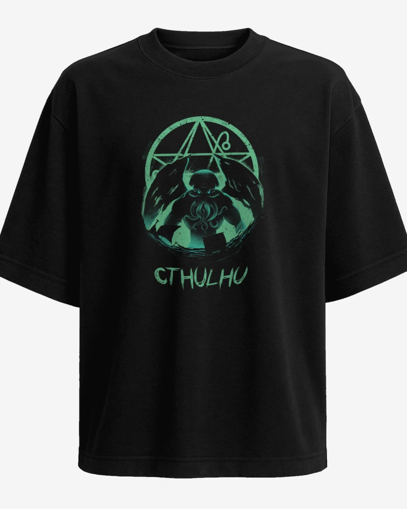 Polera Oversize Negro de cthulhu 3