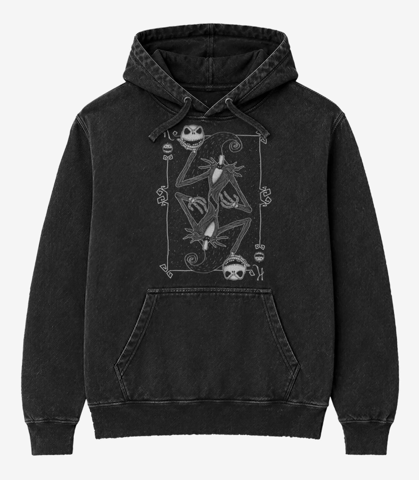Poleron Canguro Acid Wash Negro de jack cartas
