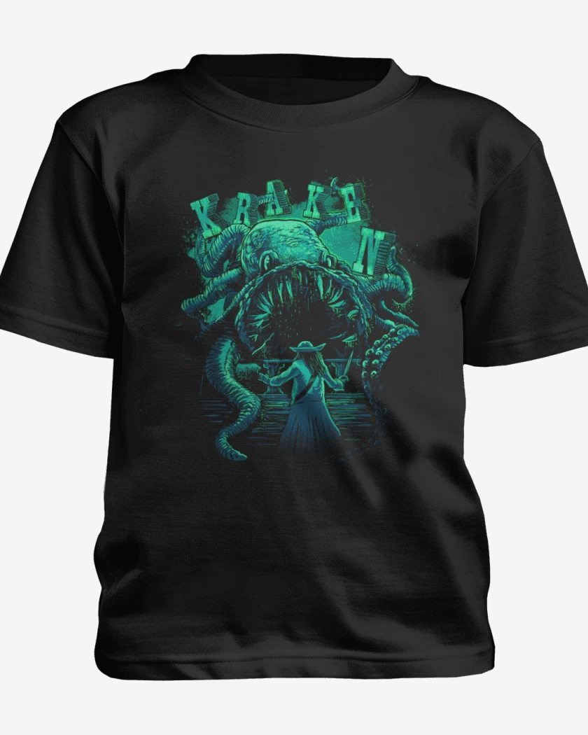 Polera de niño Negro de Kraken vs jack