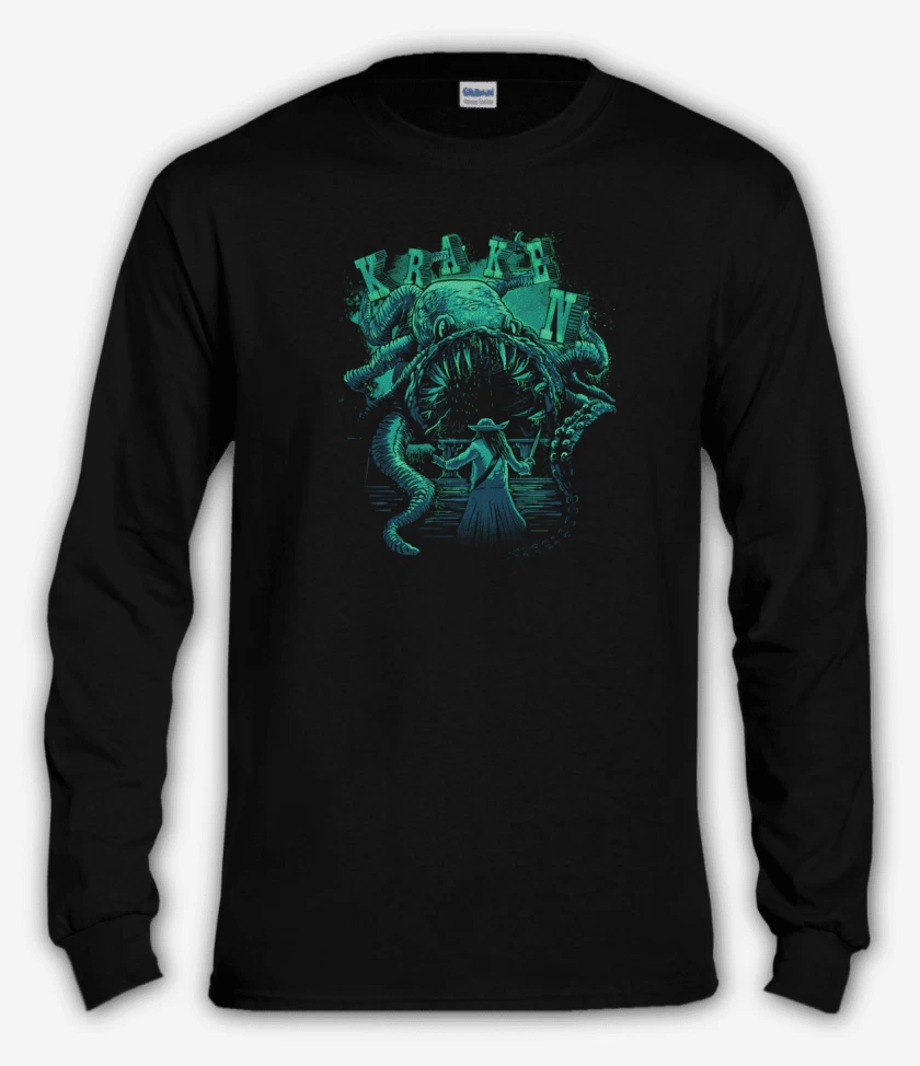 Polera manga larga Negro de Kraken vs jack