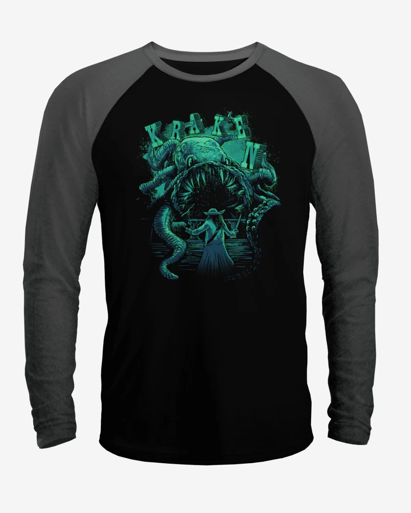 Polera Raglan Negro / Negro Heather de Kraken vs jack
