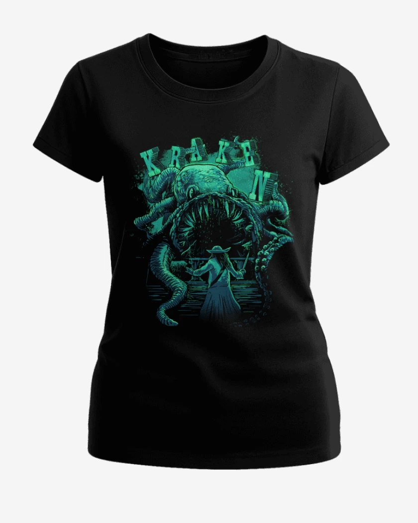 Polera de Mujer Negro de Kraken vs jack