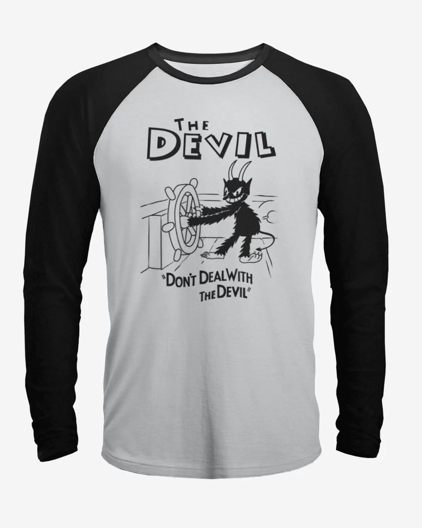 Polera Raglan Blanco / Negro de devil cup head