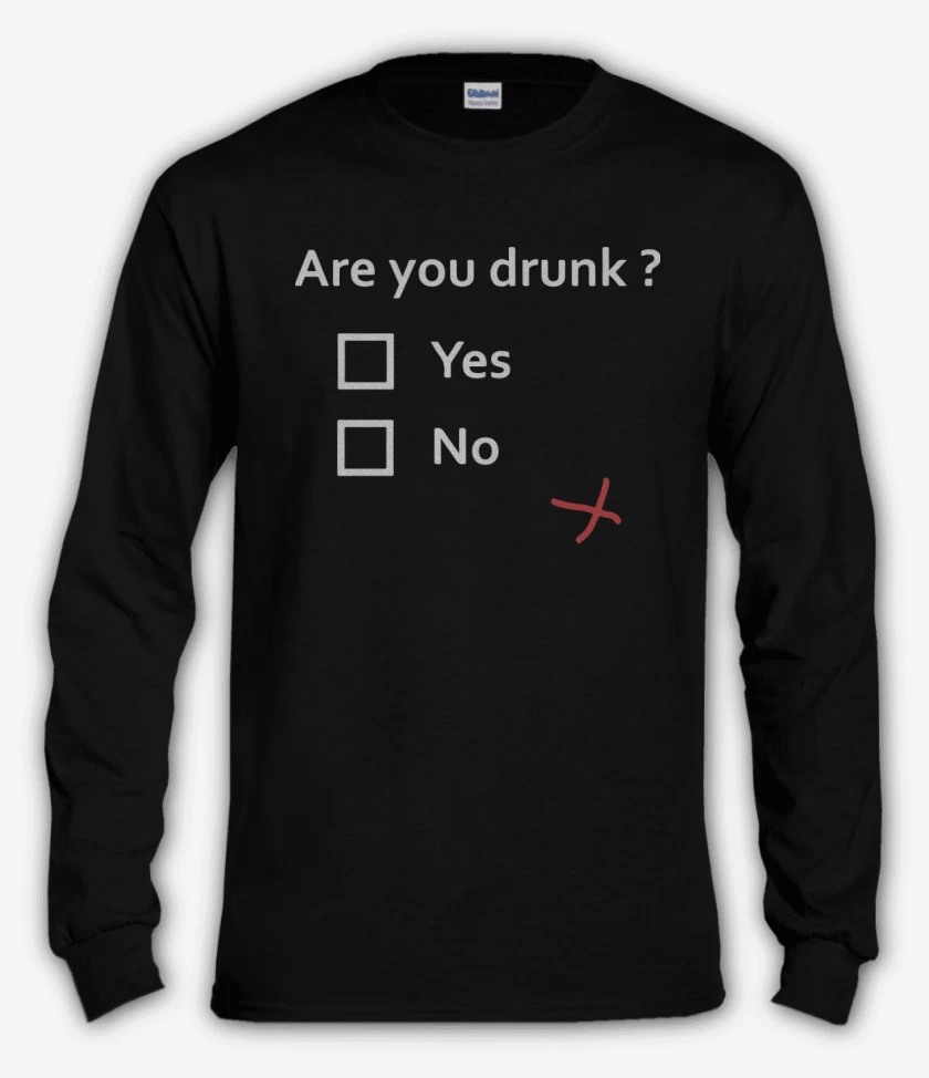 Polera manga larga Negro de are you drunk?