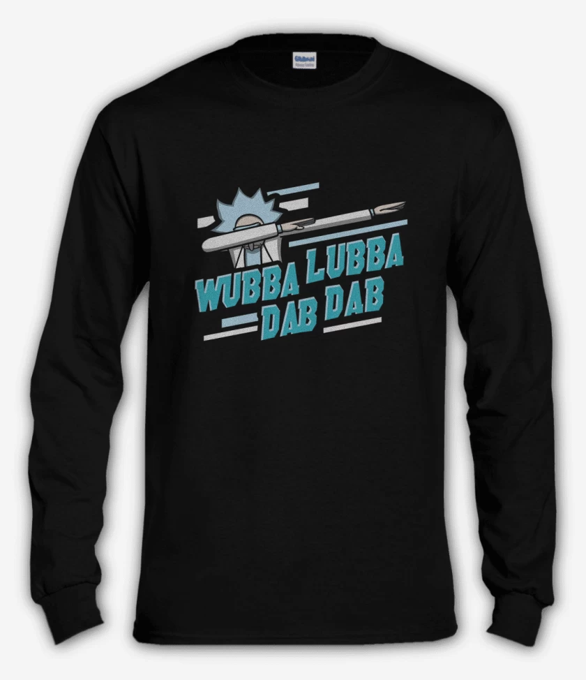 Polera manga larga Negro de wubba lubba dab dab