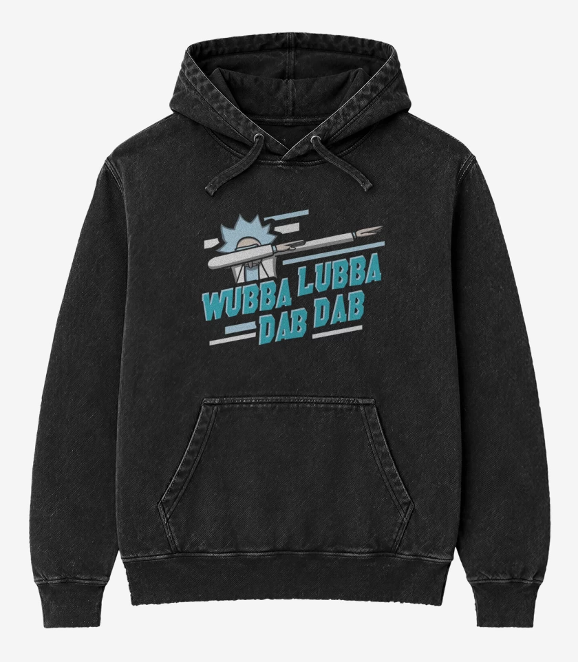 Poleron Canguro Acid Wash Negro de wubba lubba dab dab
