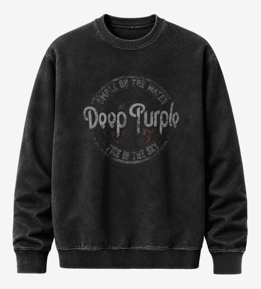 Poleron Polo Acid Wash Negro de deep purple 