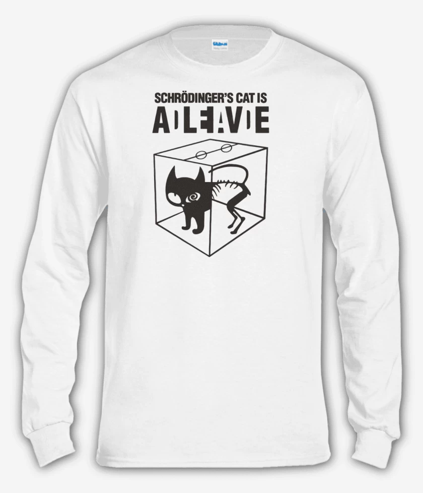 Polera manga larga Blanco de Gato de schrodinger