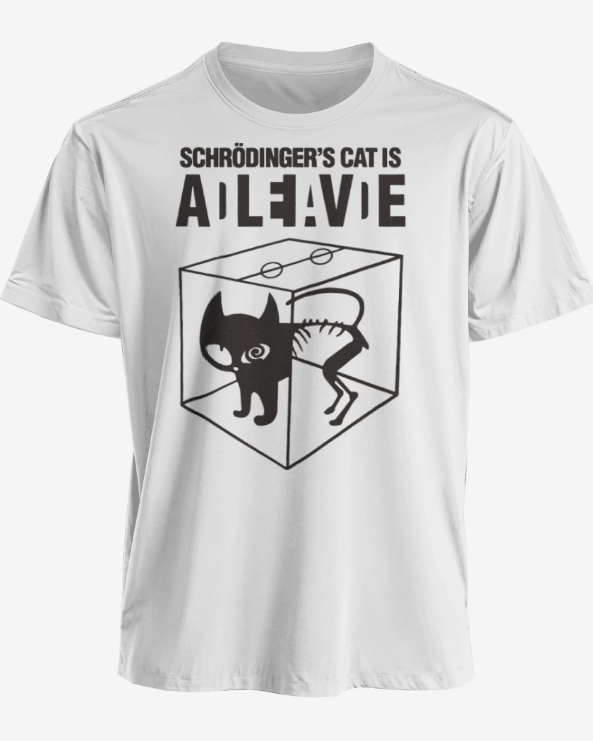 Polera premium Blanco de Gato de schrodinger