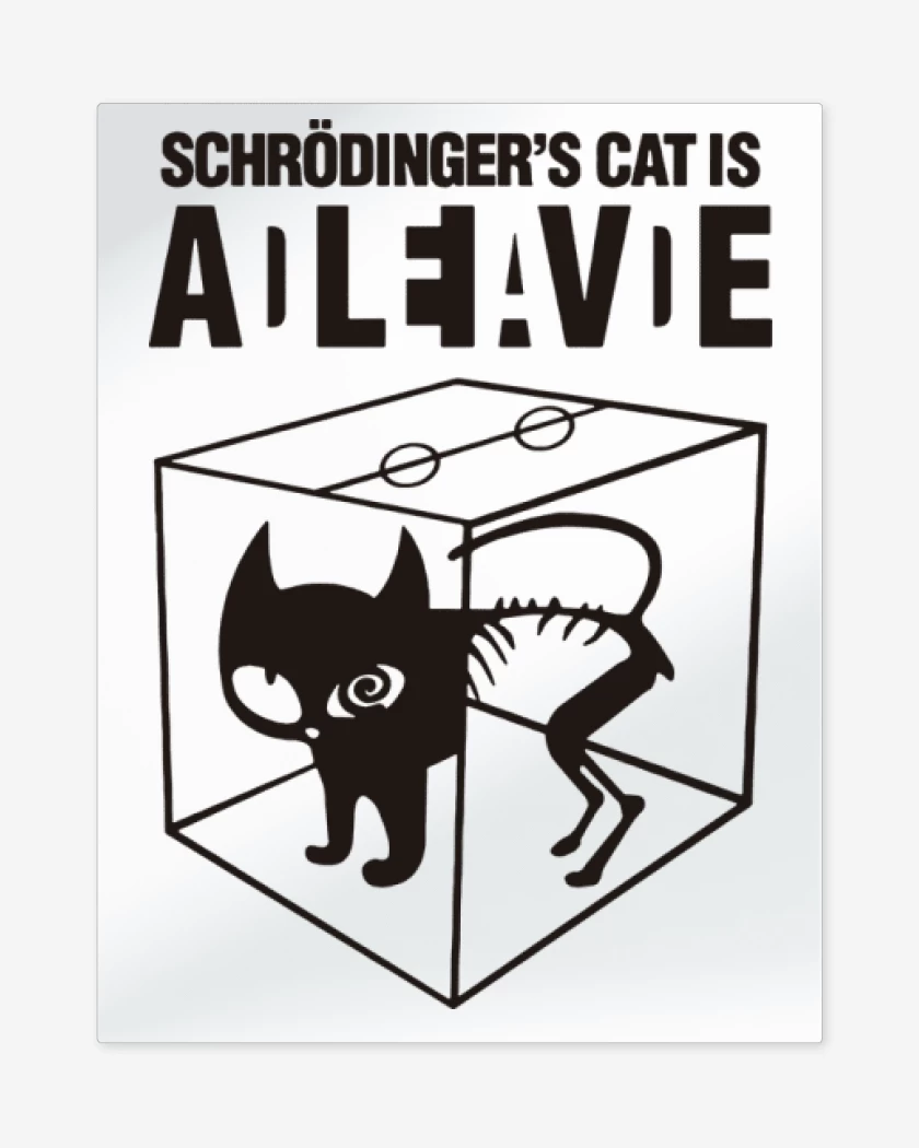 Print metalico Blanco de Gato de schrodinger