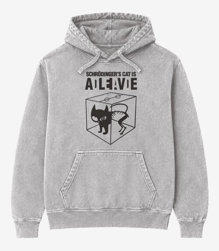 Poleron Canguro Acid Wash Gris Melange de Gato de schrodinger