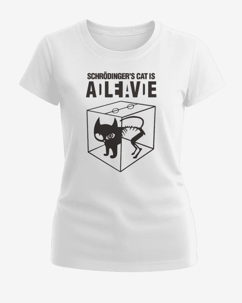 Polera de Mujer Blanco de Gato de schrodinger