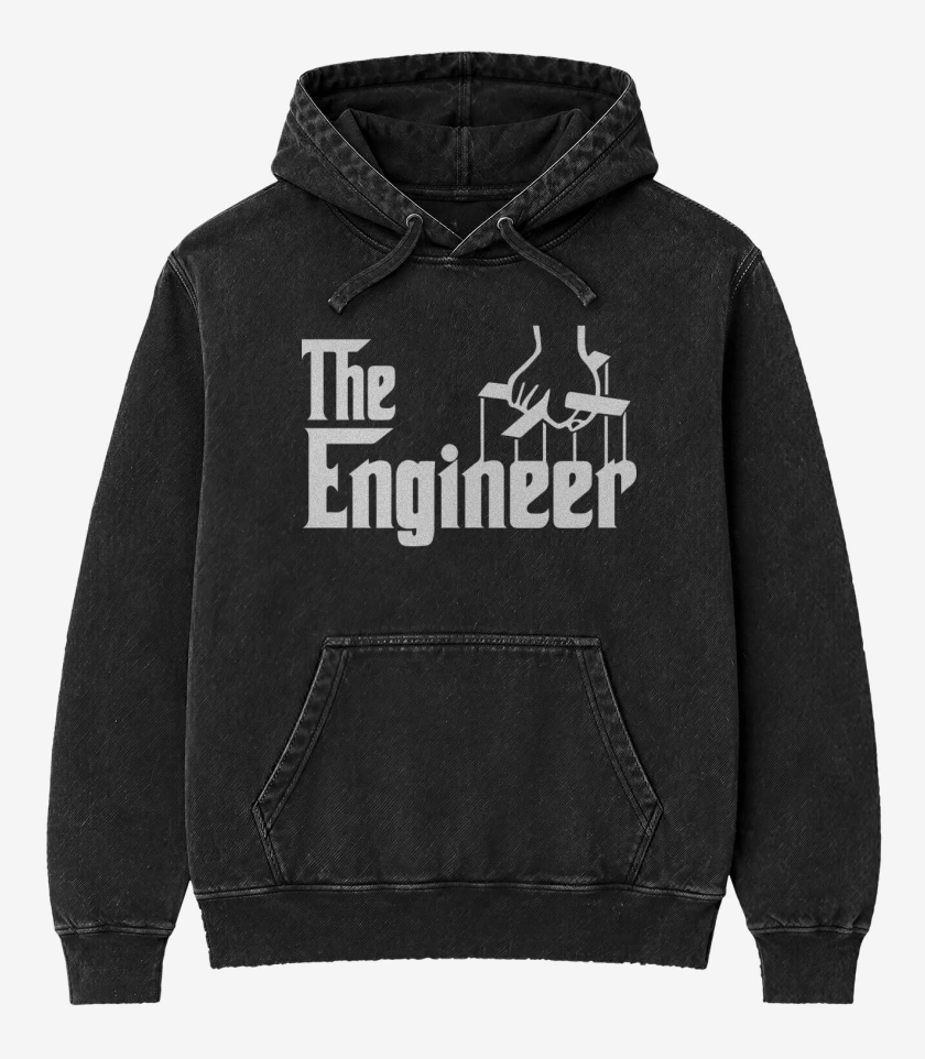 Poleron Canguro Acid Wash Negro de the engineer
