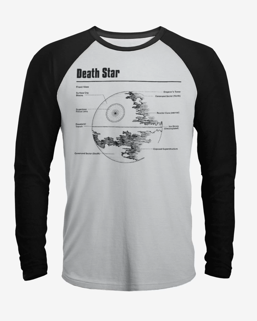 Polera Raglan Blanco / Negro de Death star 
