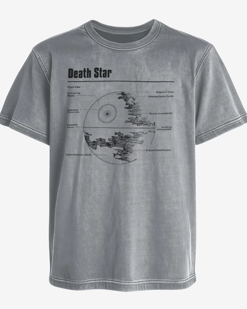 Polera desgastada Gris Melange de Death star 