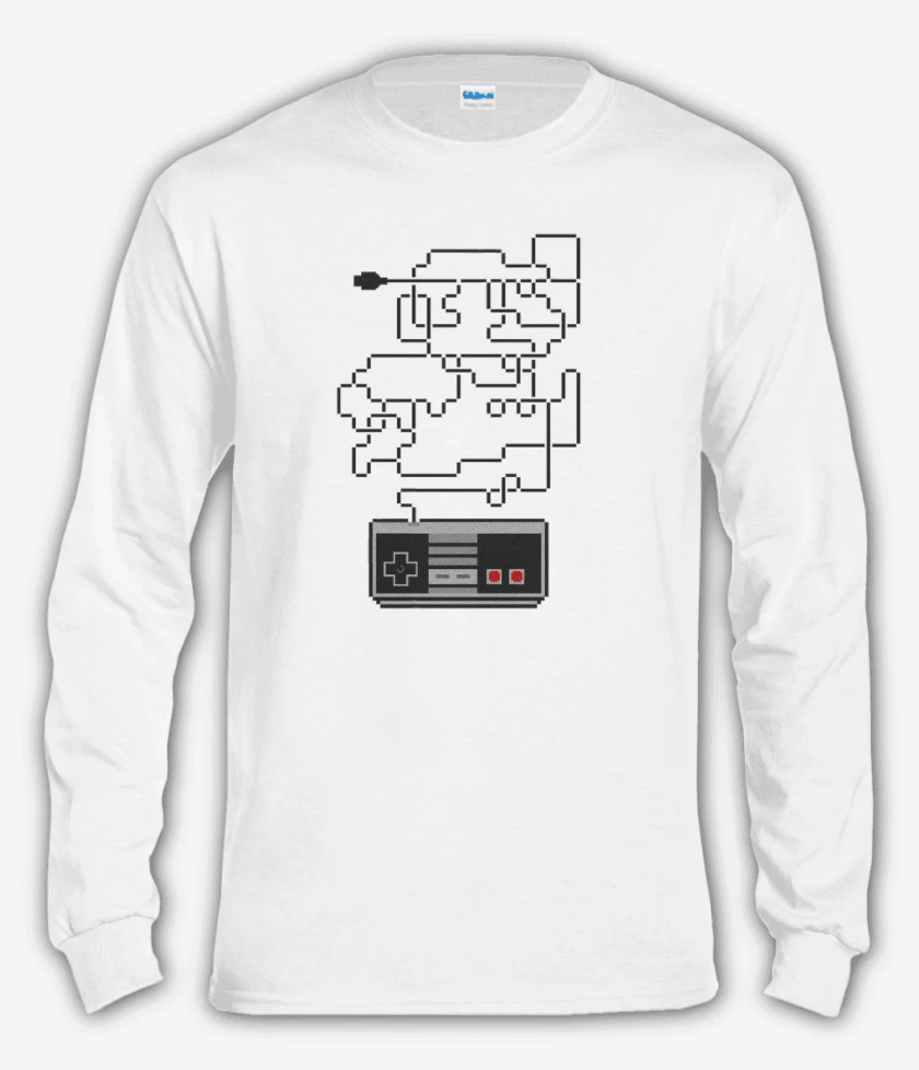 Polera manga larga Blanco de Super bigote nes