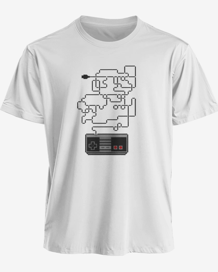 Polera Blanco de Super bigote nes
