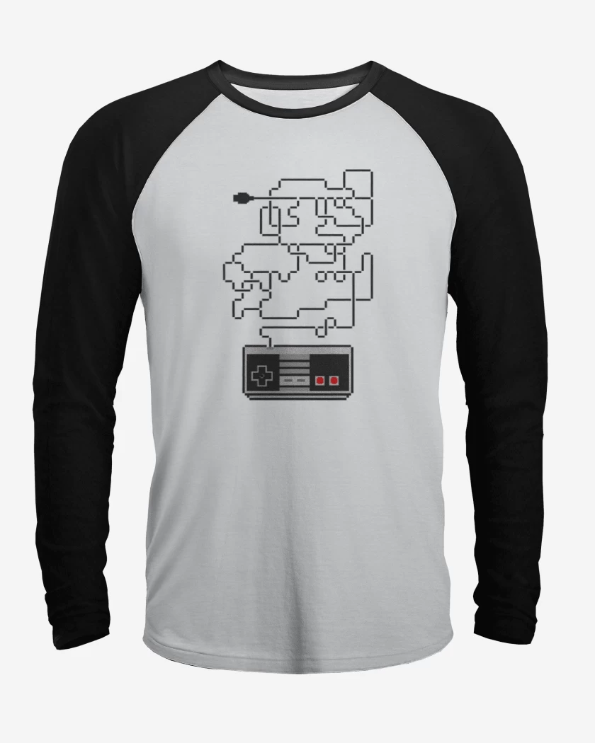 Polera Raglan Super bigote nes