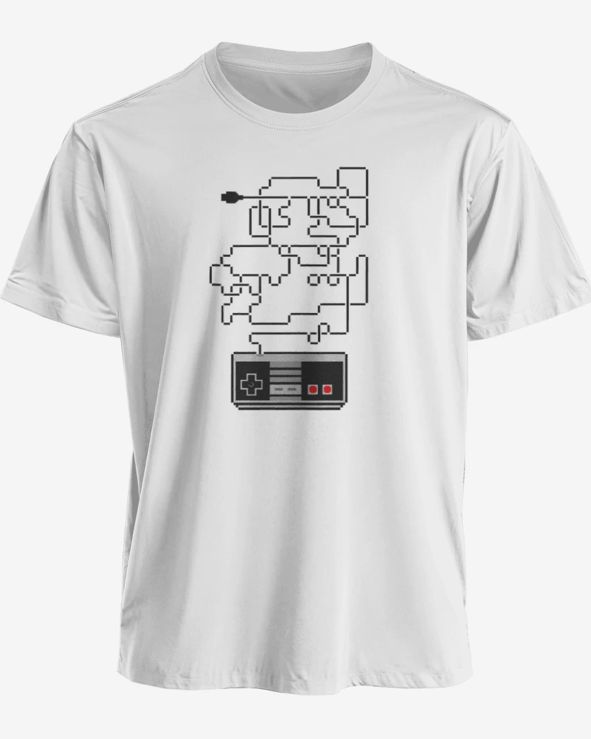 Polera premium Blanco de Super bigote nes