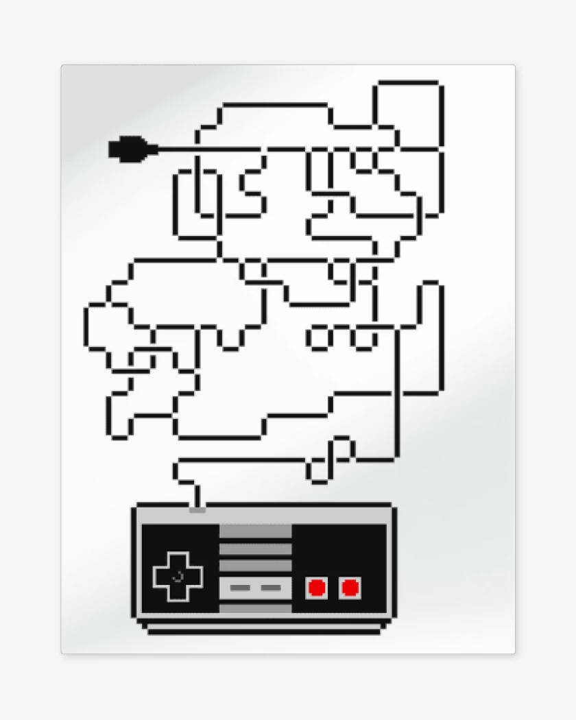 Print metalico Blanco de Super bigote nes