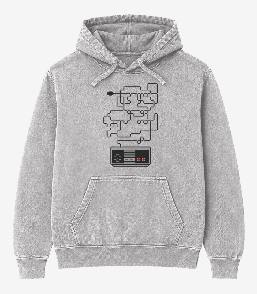 Poleron Canguro Acid Wash Gris Melange de Super bigote nes