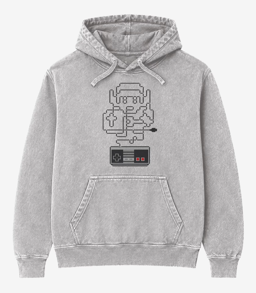 Poleron Canguro Acid Wash Gris Melange de link nes
