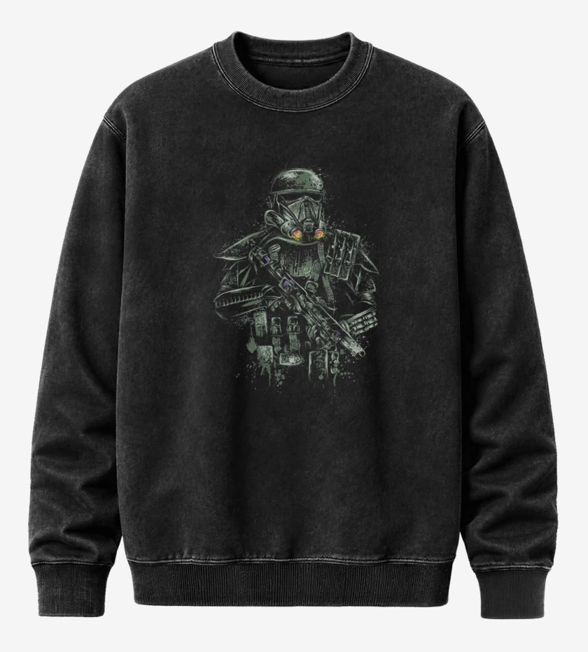 Poleron Polo Acid Wash Negro de storm trooper full color