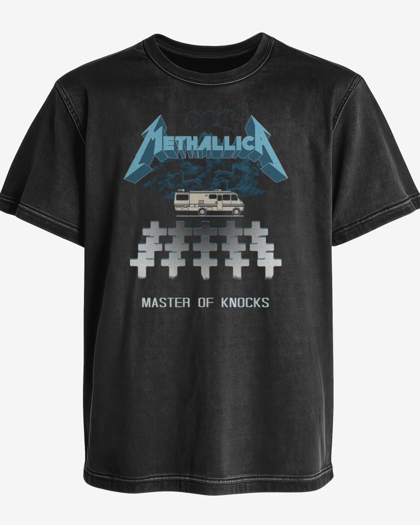Polera desgastada Negro de methallica 