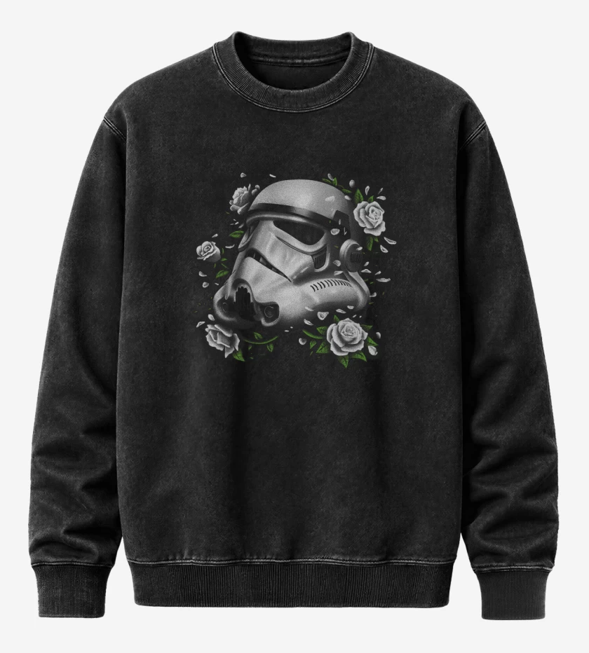 Poleron Polo Acid Wash Negro de trooper roses
