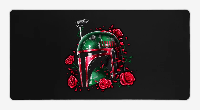Mouse pad Gamer Negro de boba fett roses