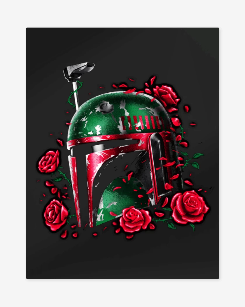 Print metalico Negro de boba fett roses