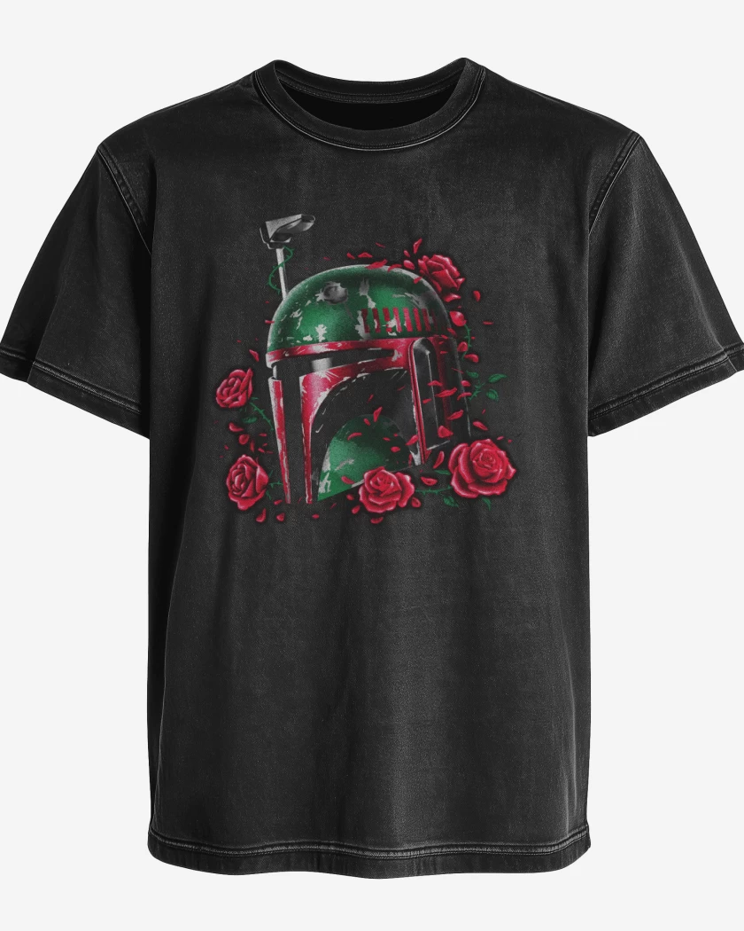 Polera desgastada Negro de boba fett roses