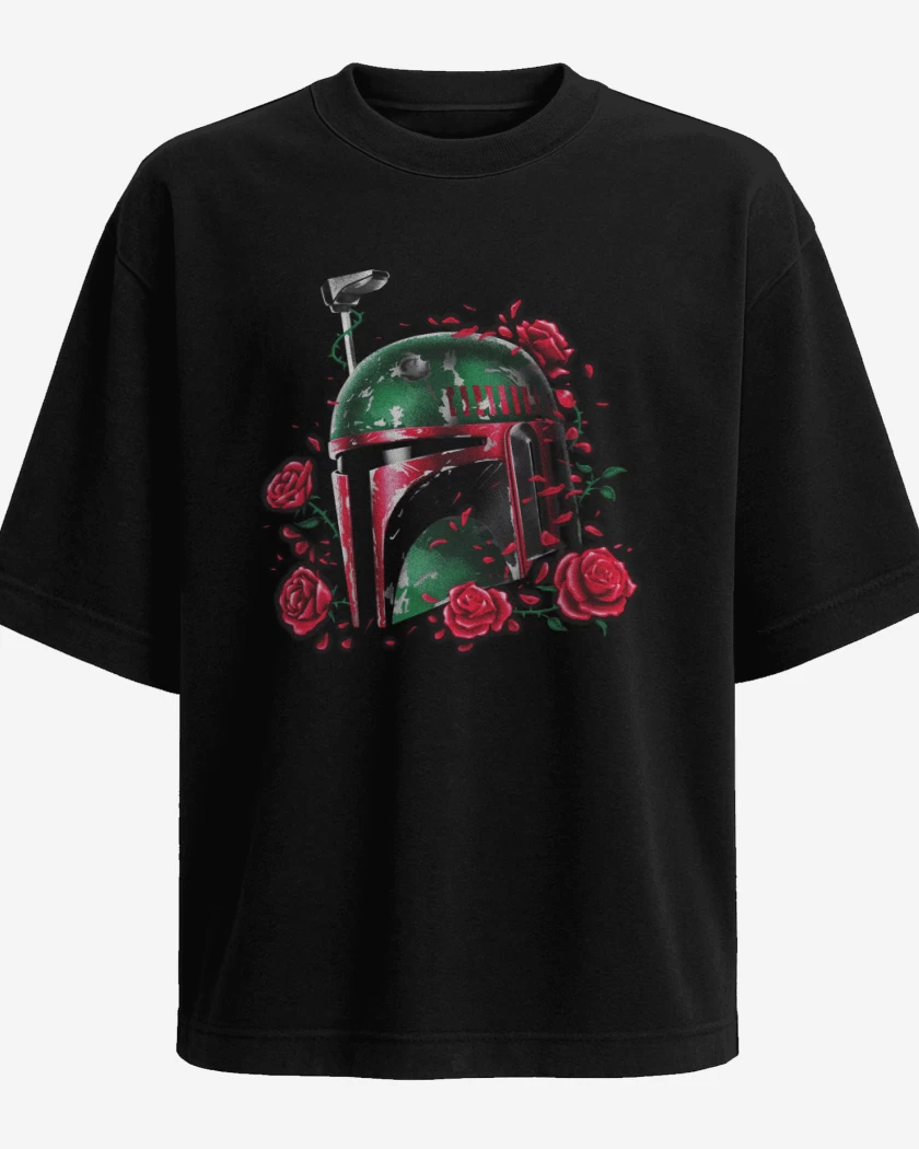 Polera Oversize Negro de boba fett roses