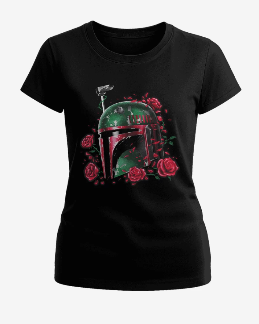 Polera de Mujer Negro de boba fett roses
