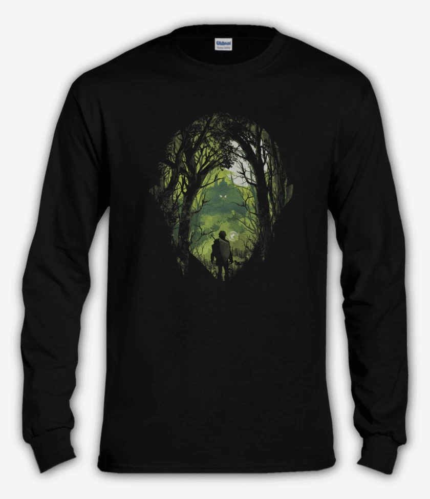 Polera manga larga Negro de Link bosque