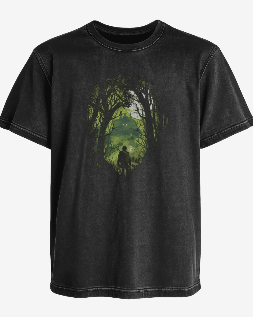 Polera desgastada Negro de Link bosque