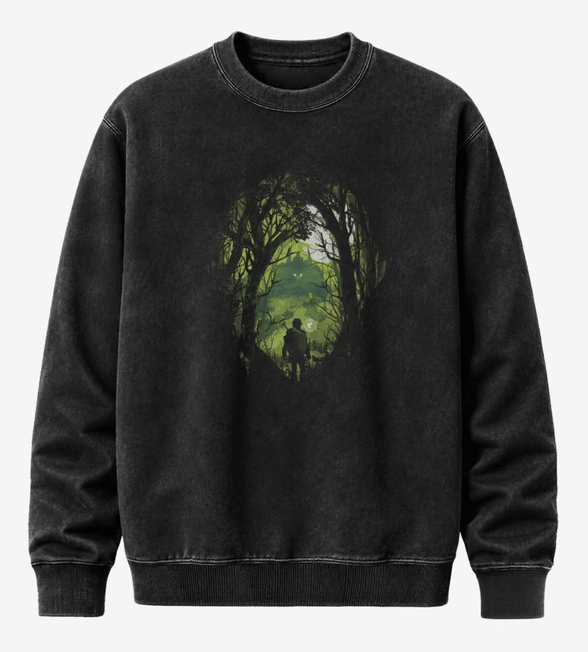 Poleron Polo Acid Wash Negro de Link bosque