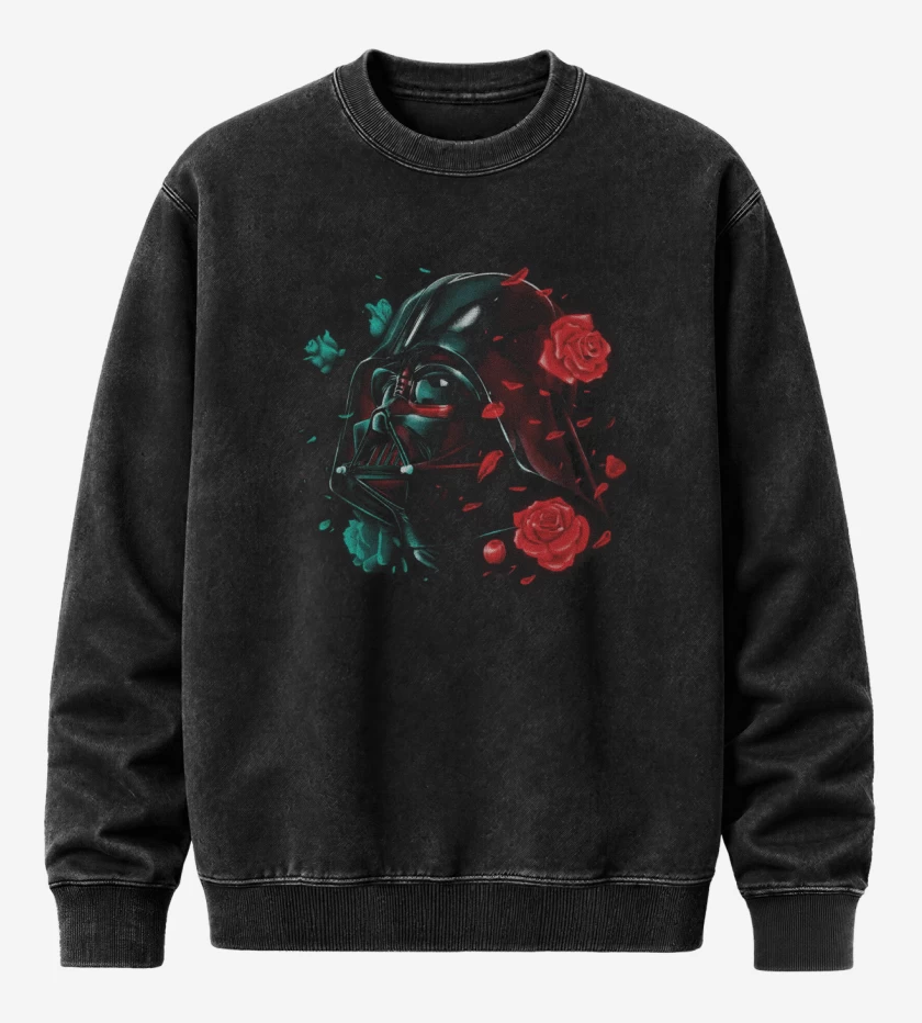 Poleron Polo Acid Wash Negro de Darth roses